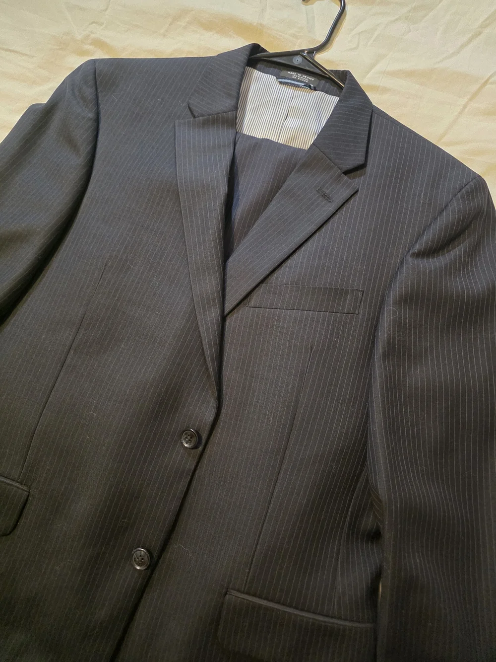 Tommy Hilfiger Men's Navy Blue Pinstripe Suit 42R Pants Are 36/34
